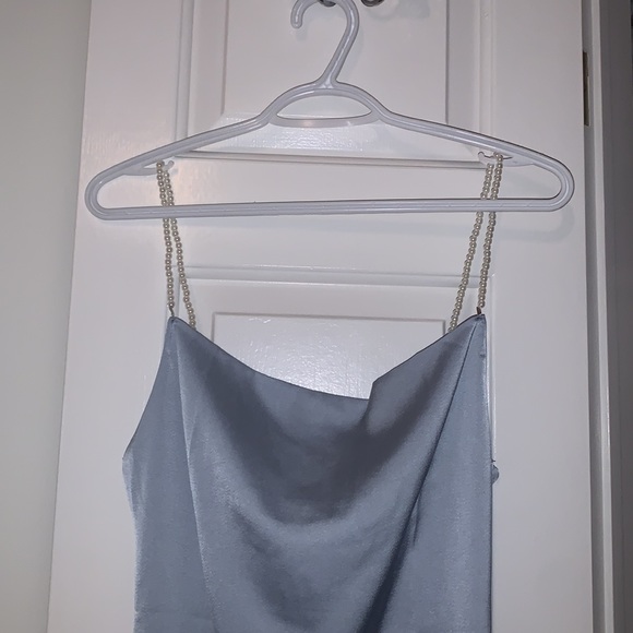 Satin Mini Dress with Pearl Straps - Picture 4 of 4